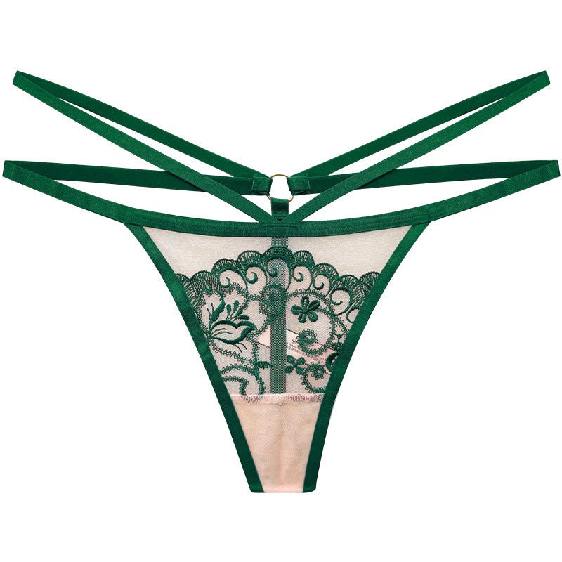 T-back (emerald Green) strappy lace corset garter bustier set