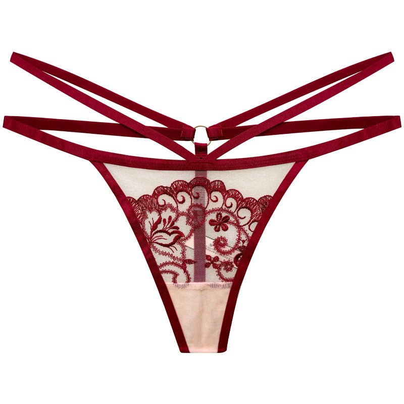 T-back (peugeot Red) strappy lace corset garter bustier set