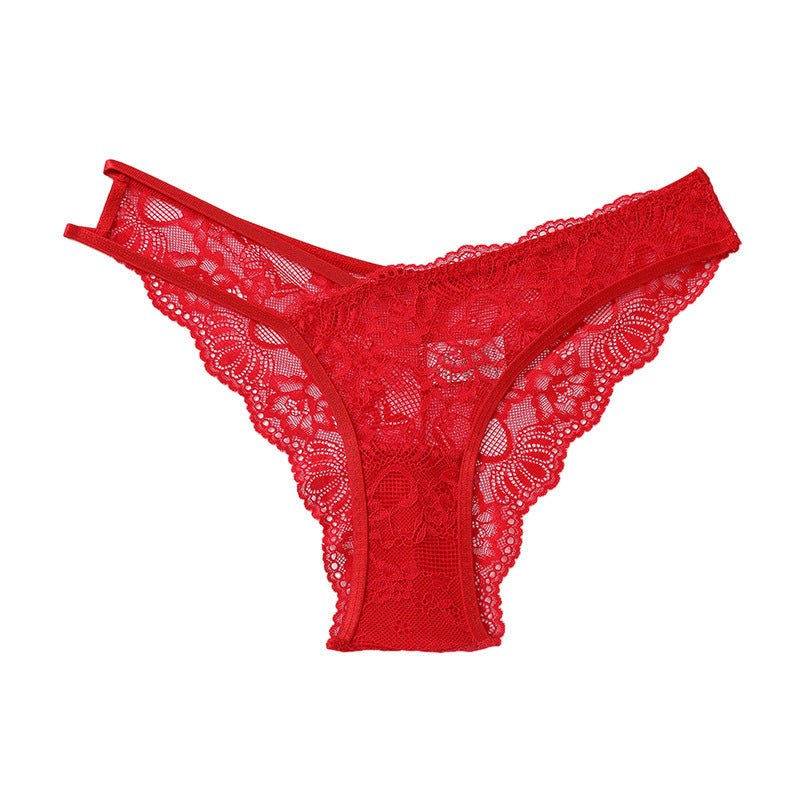 Red strappy lace g string cotton panty