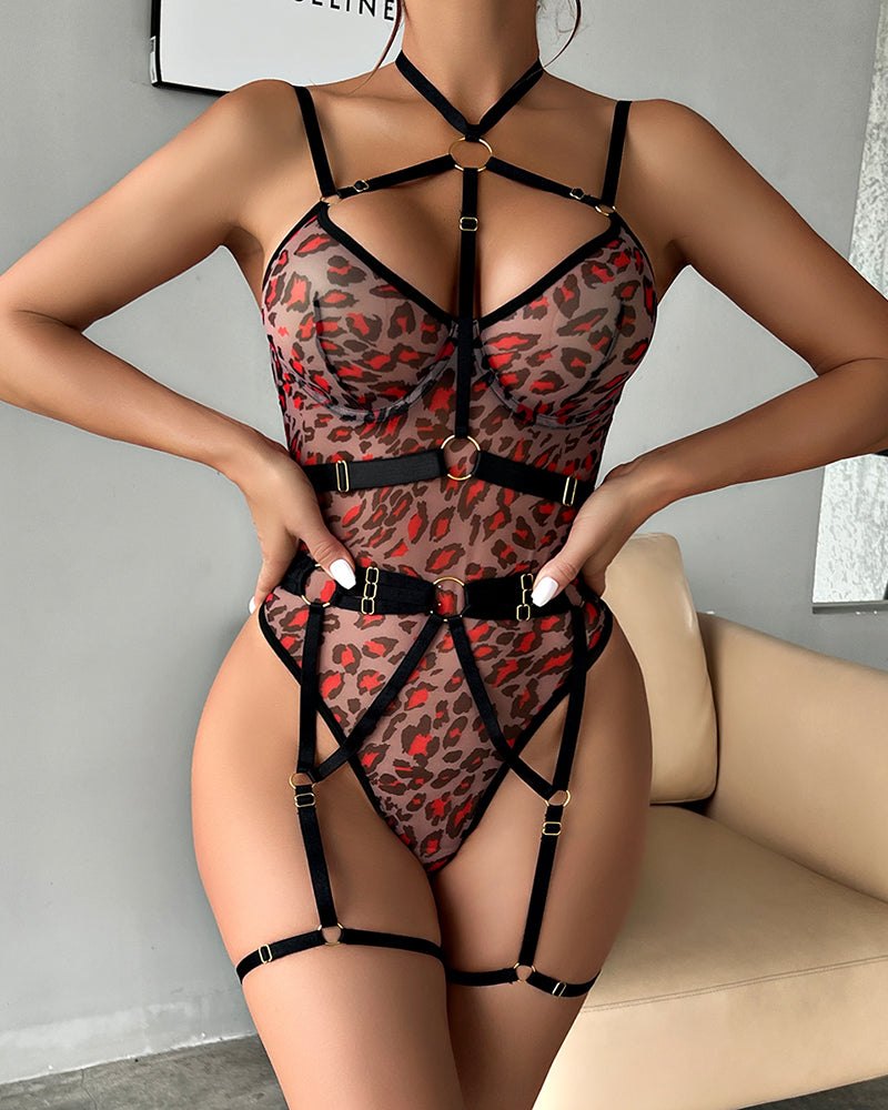 Strappy mesh bodysuit steel ring, photo 12