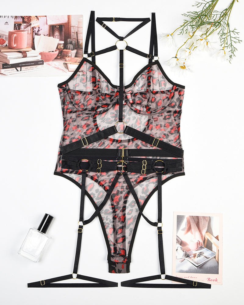 Strappy mesh bodysuit steel ring, photo 14