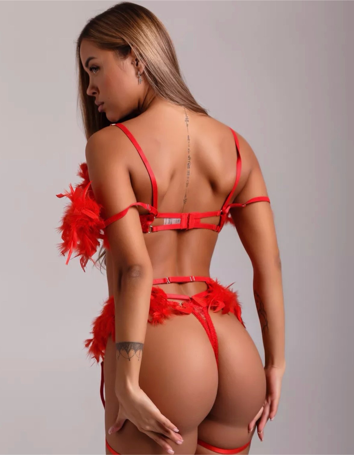 Strappy ruffled lace garter set, photo 6