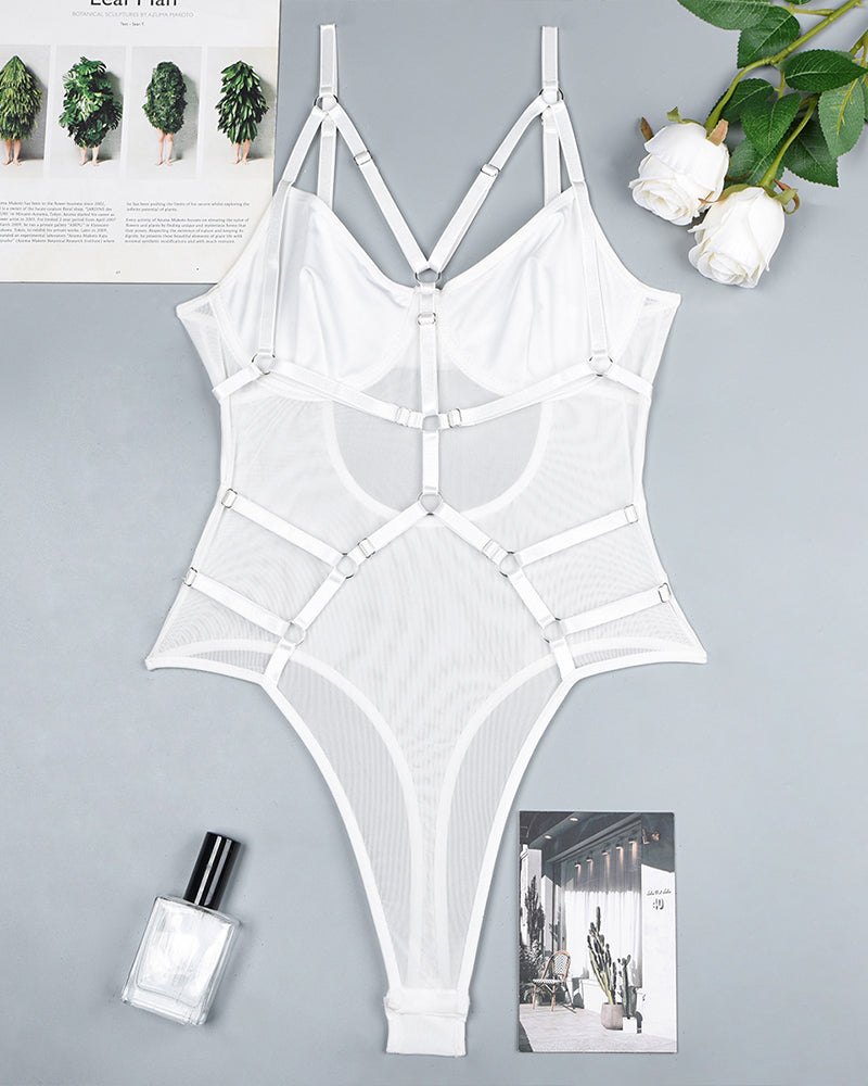 Strappy see through mesh bodysuit, photo 10