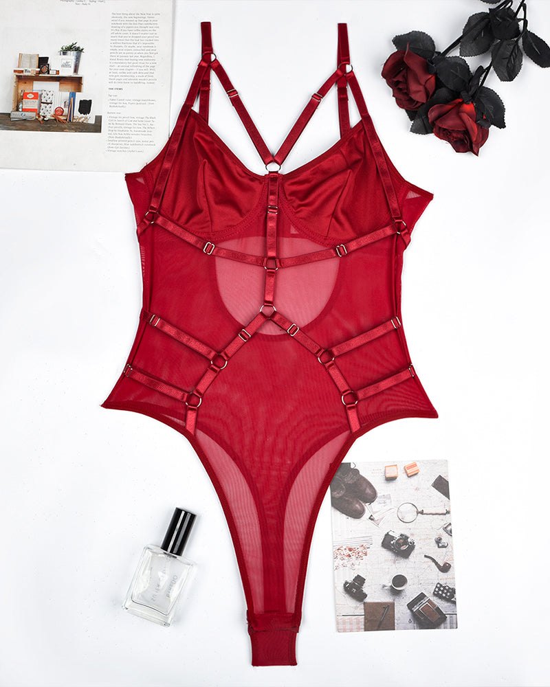 Strappy see through mesh bodysuit, photo 14
