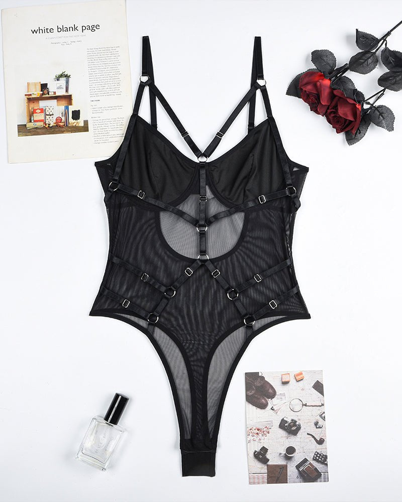 Strappy see through mesh bodysuit, photo 5