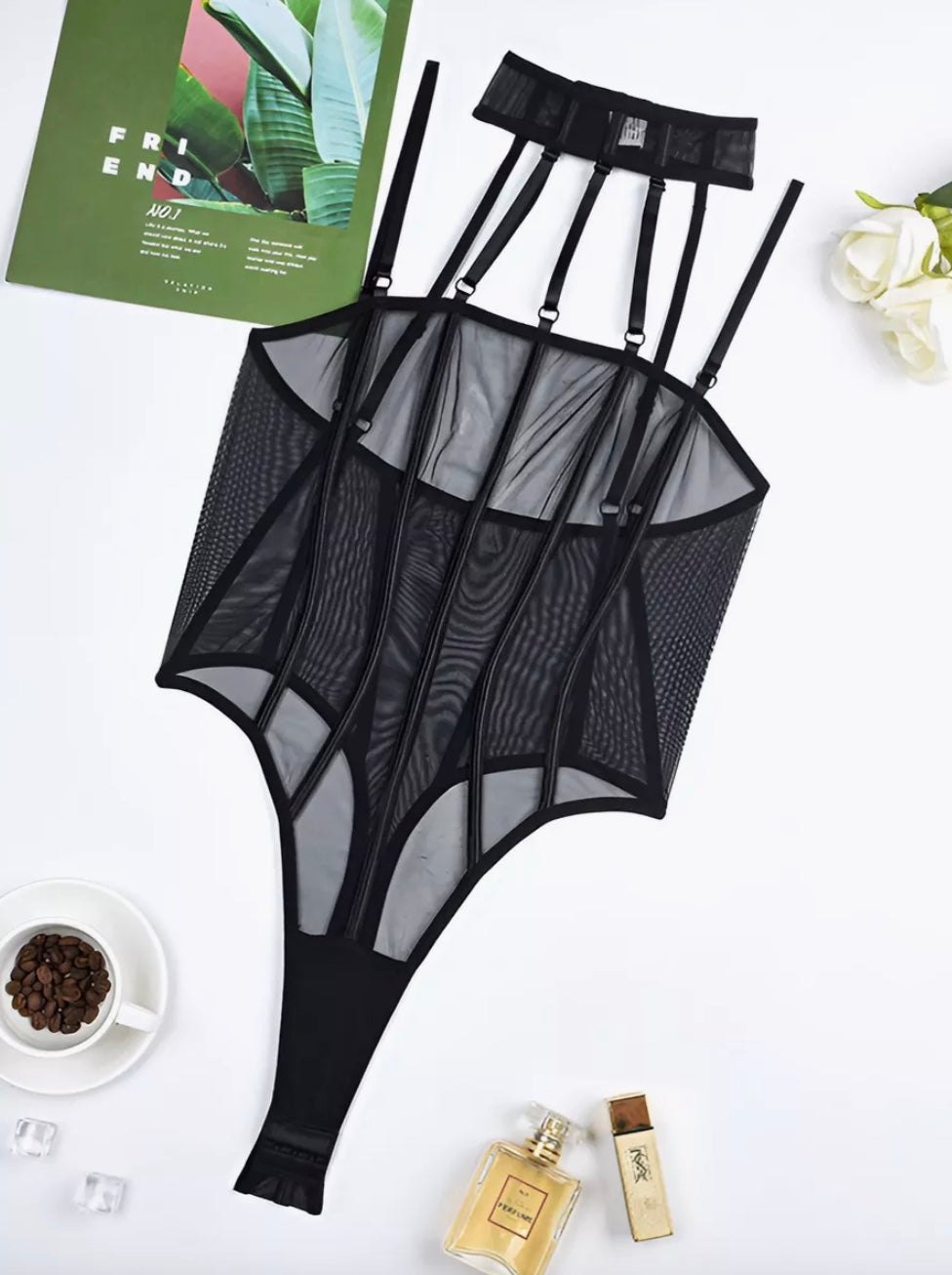 Strappy sheer dark edgy bodysuit, photo 3