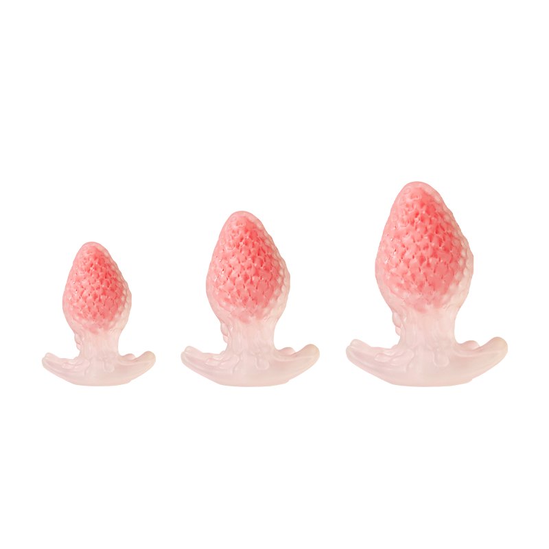 Pink strawberry textured anal plug set, photo 1