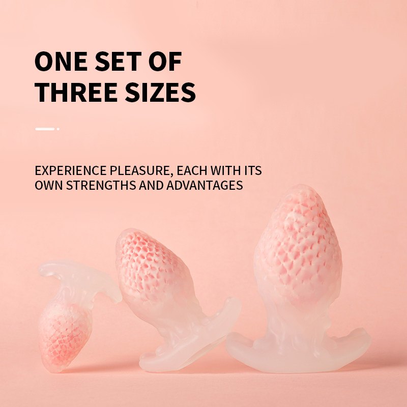 Pink strawberry textured anal plug set, photo 2