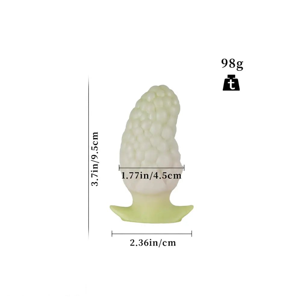 Green strawberry textured silicone butt plug