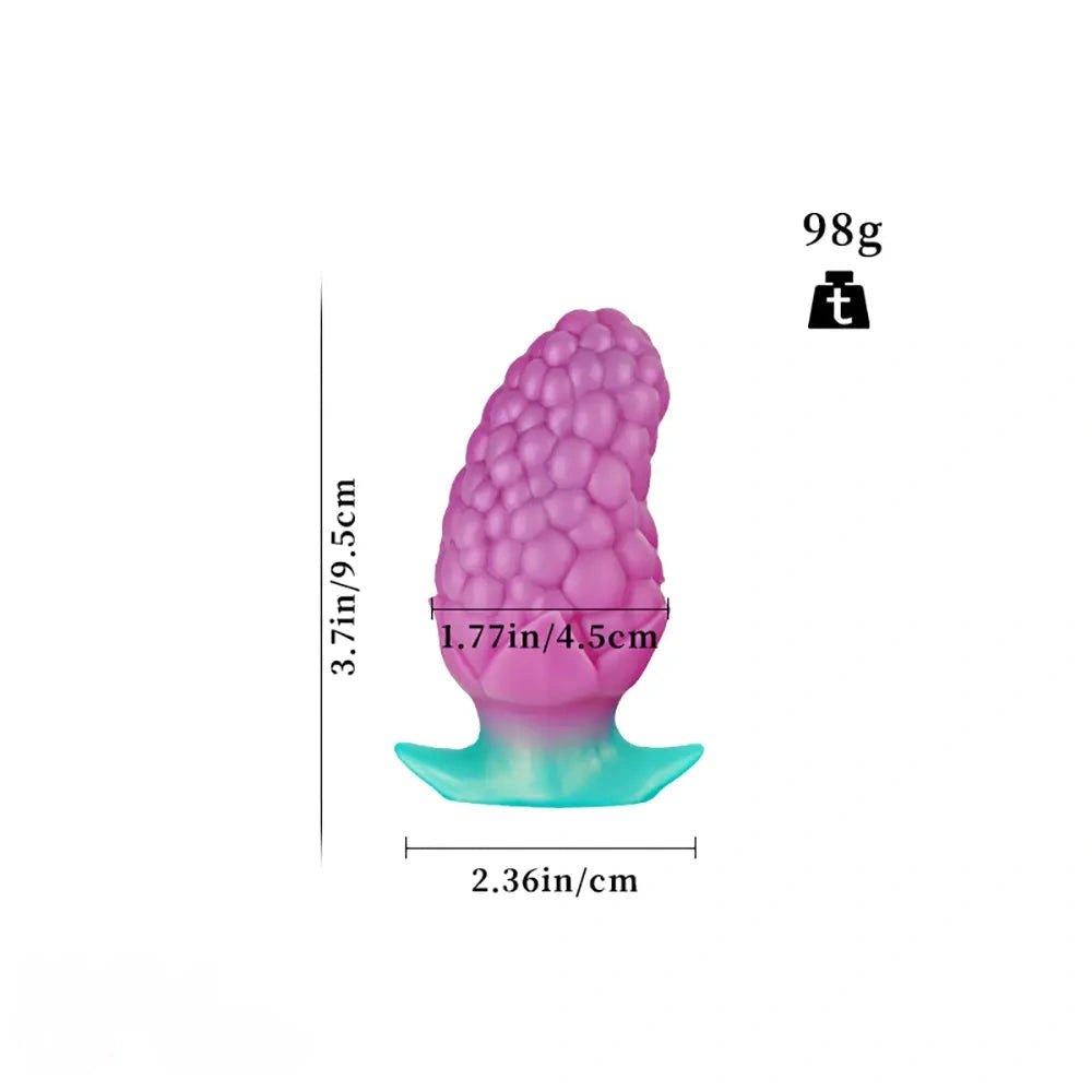 Rose Red strawberry textured silicone butt plug