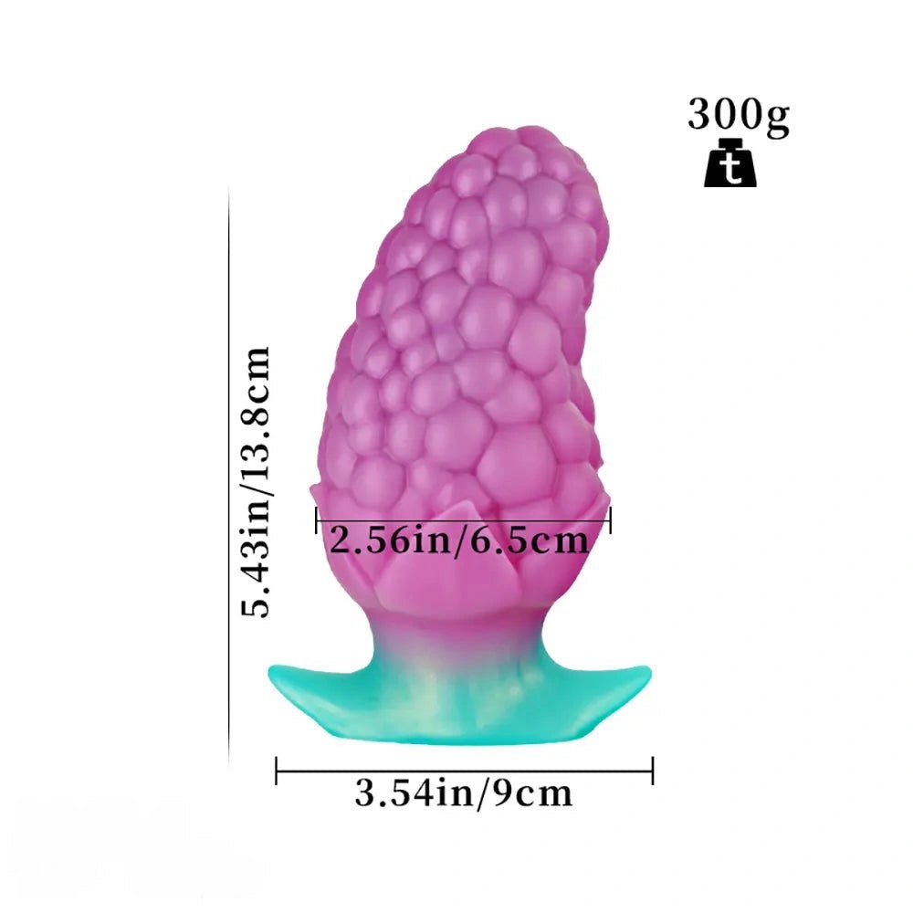 Rose Red strawberry textured silicone butt plug
