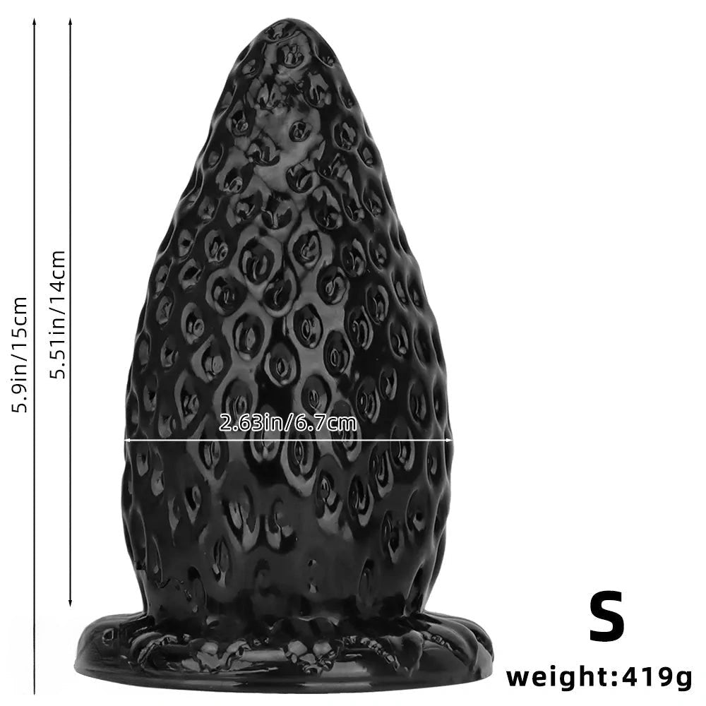 Black textured pvc strawberry anal plug, photo 10