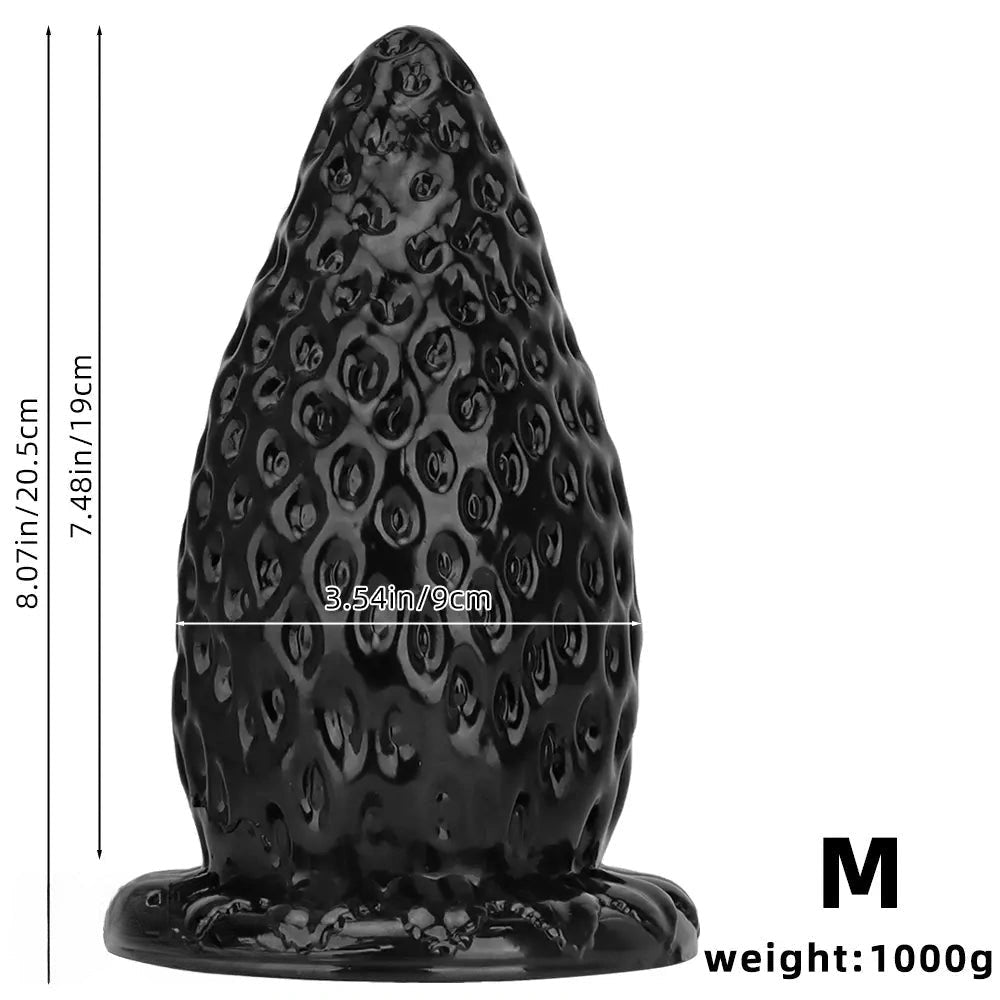 Black textured pvc strawberry anal plug, photo 11