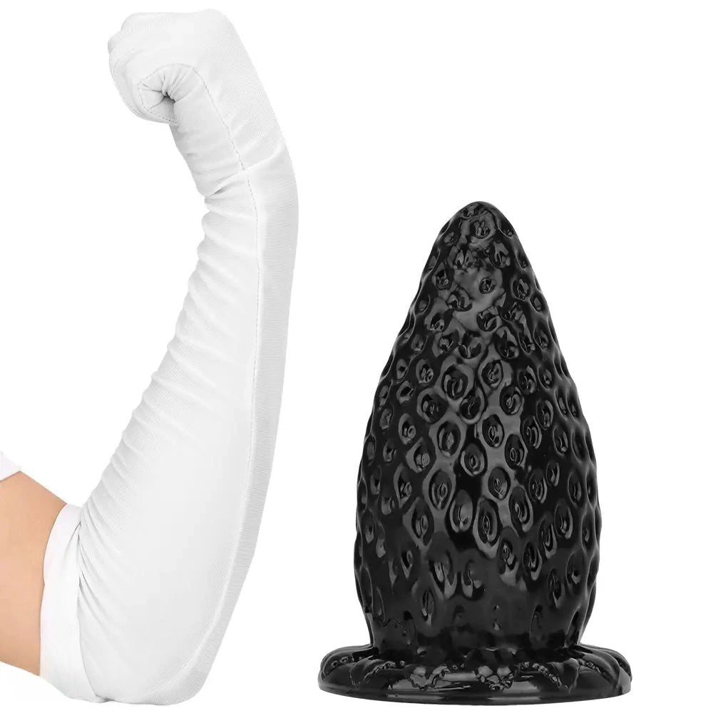 Black textured pvc strawberry anal plug, photo 15