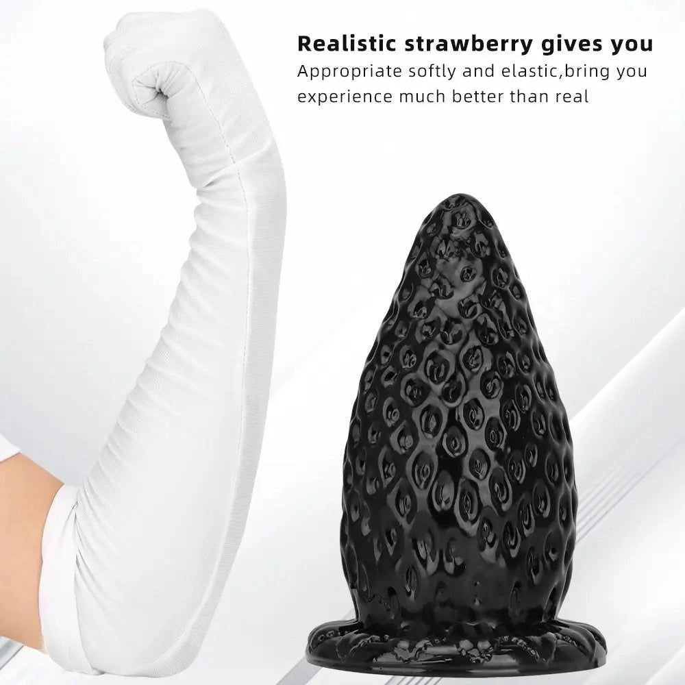 Black textured pvc strawberry anal plug, photo 3