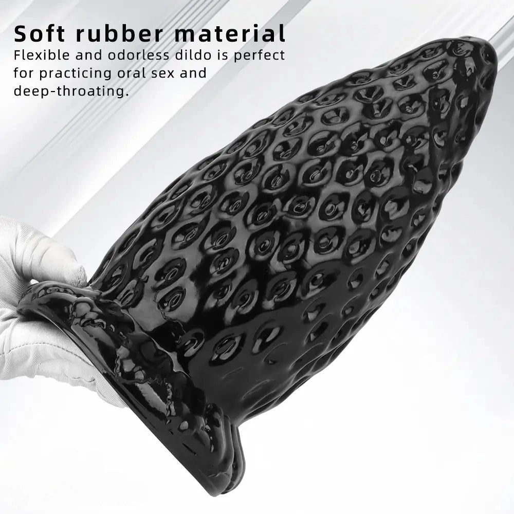 Black textured pvc strawberry anal plug, photo 4