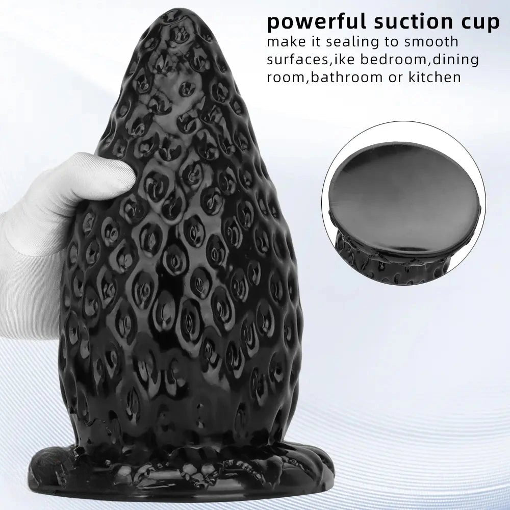 Black textured pvc strawberry anal plug, photo 5