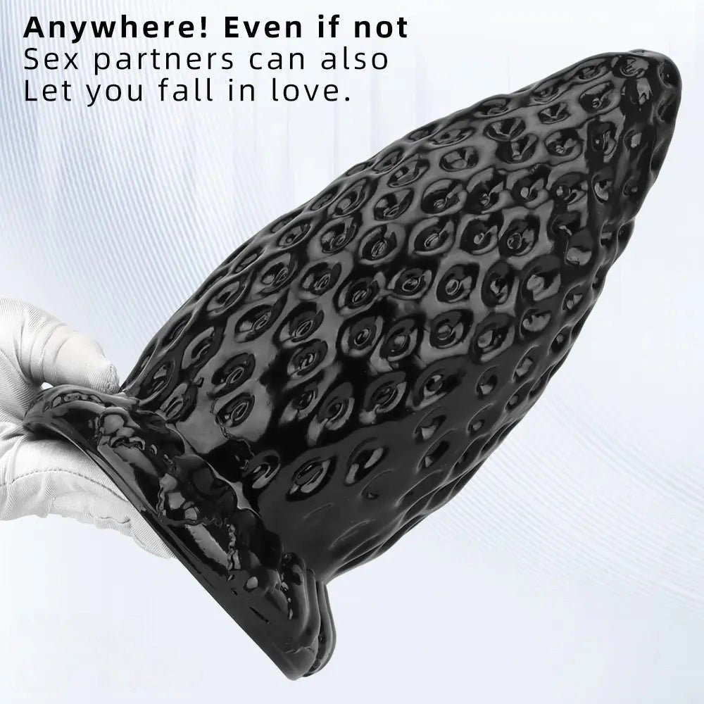 Black textured pvc strawberry anal plug, photo 6