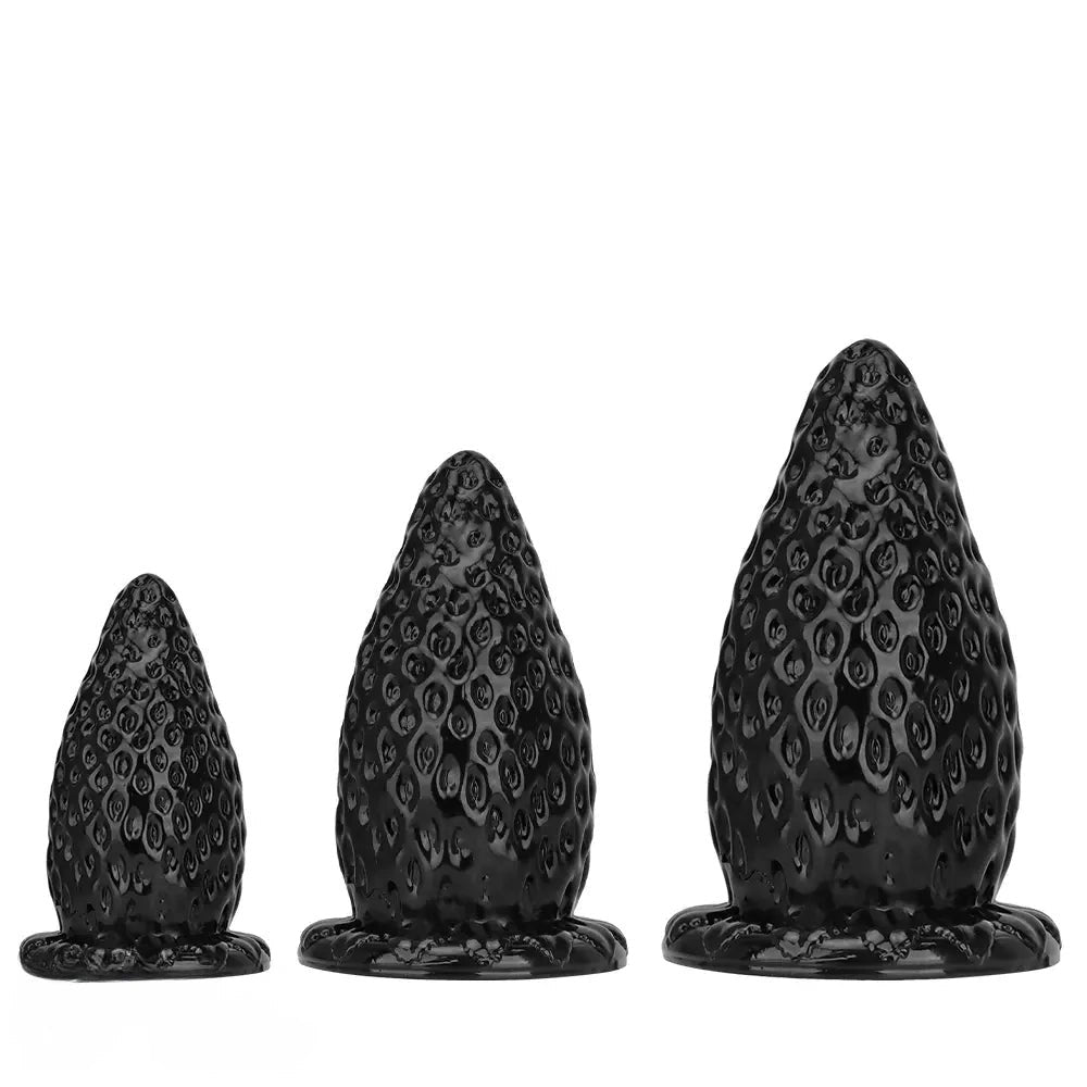 Black textured pvc strawberry anal plug, photo 8