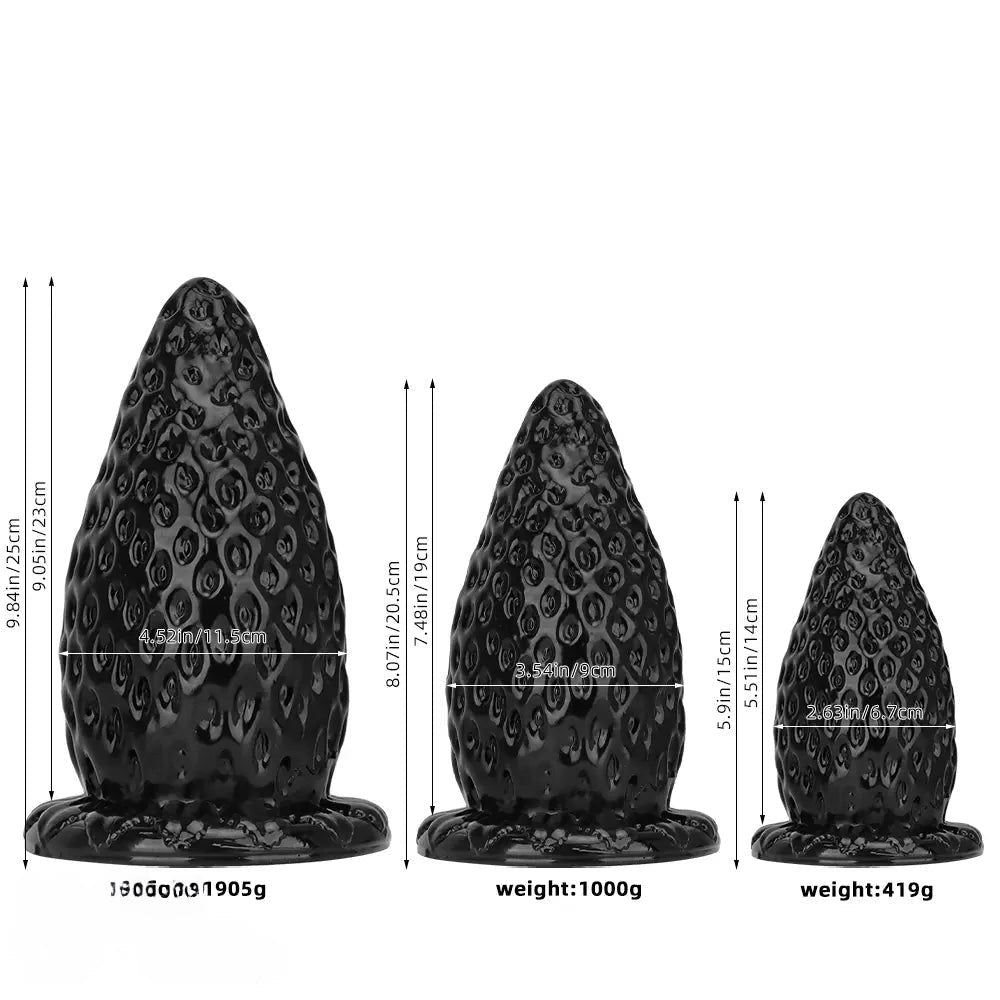 Black textured pvc strawberry anal plug, photo 9