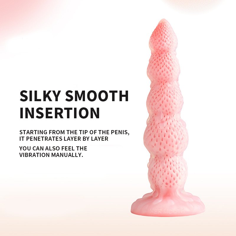 Pink strawberry tower suction cup fantasy dildo, photo 2