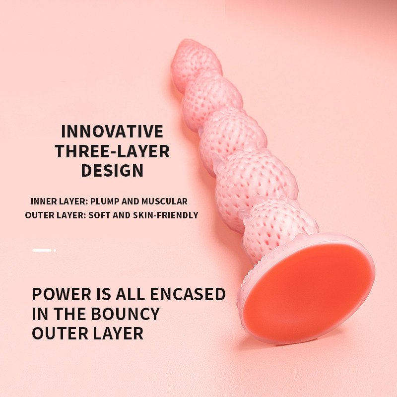 Pink strawberry tower suction cup fantasy dildo, photo 6