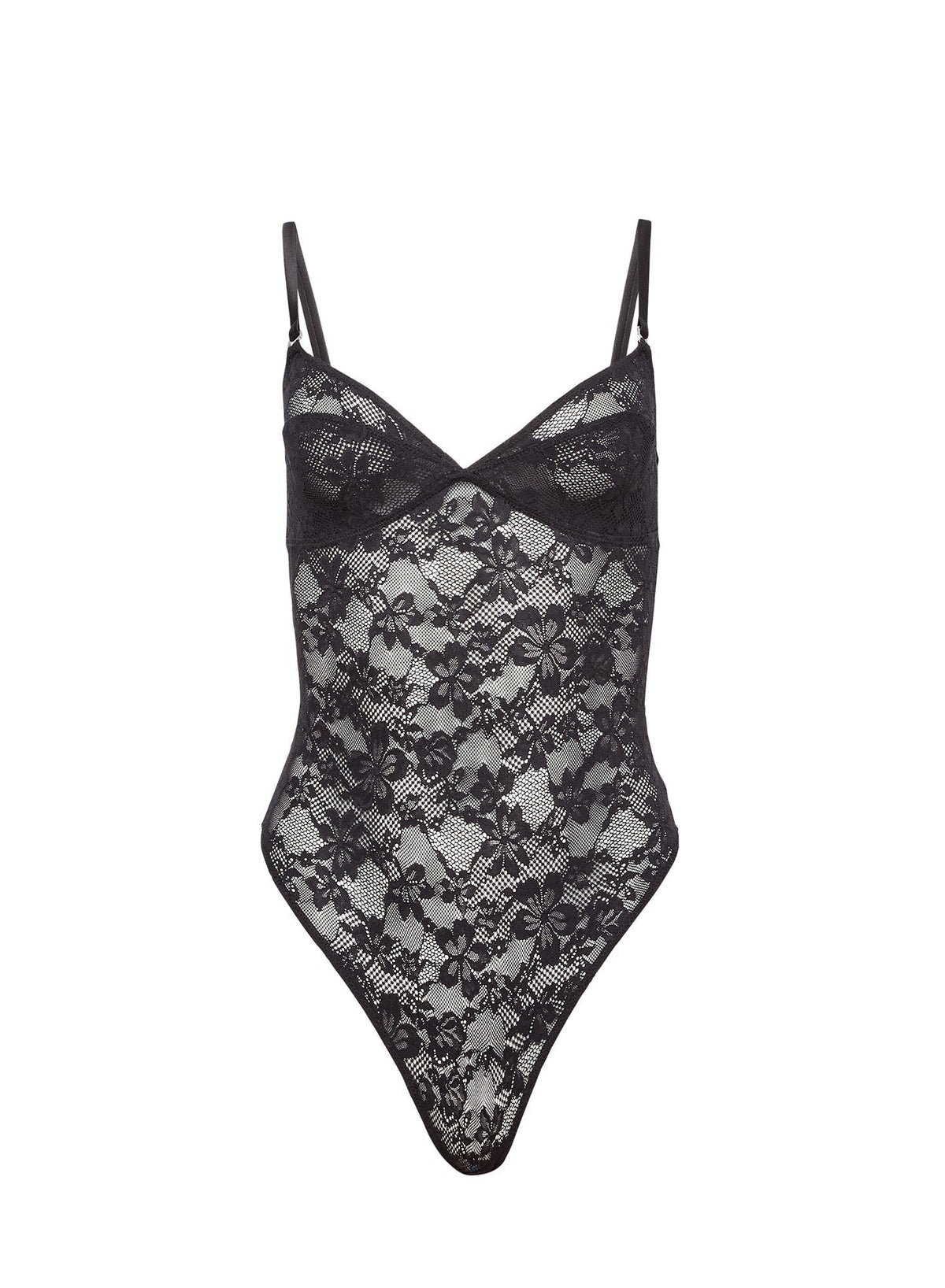 Stretch lace wireless thong back bodysuit, photo 3