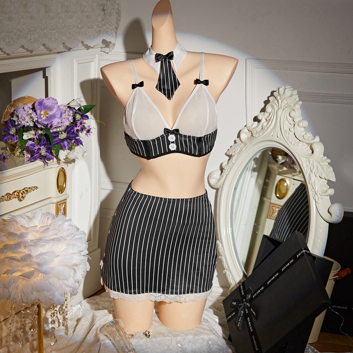 Striped bow teacher roleplay costume set, photo 4