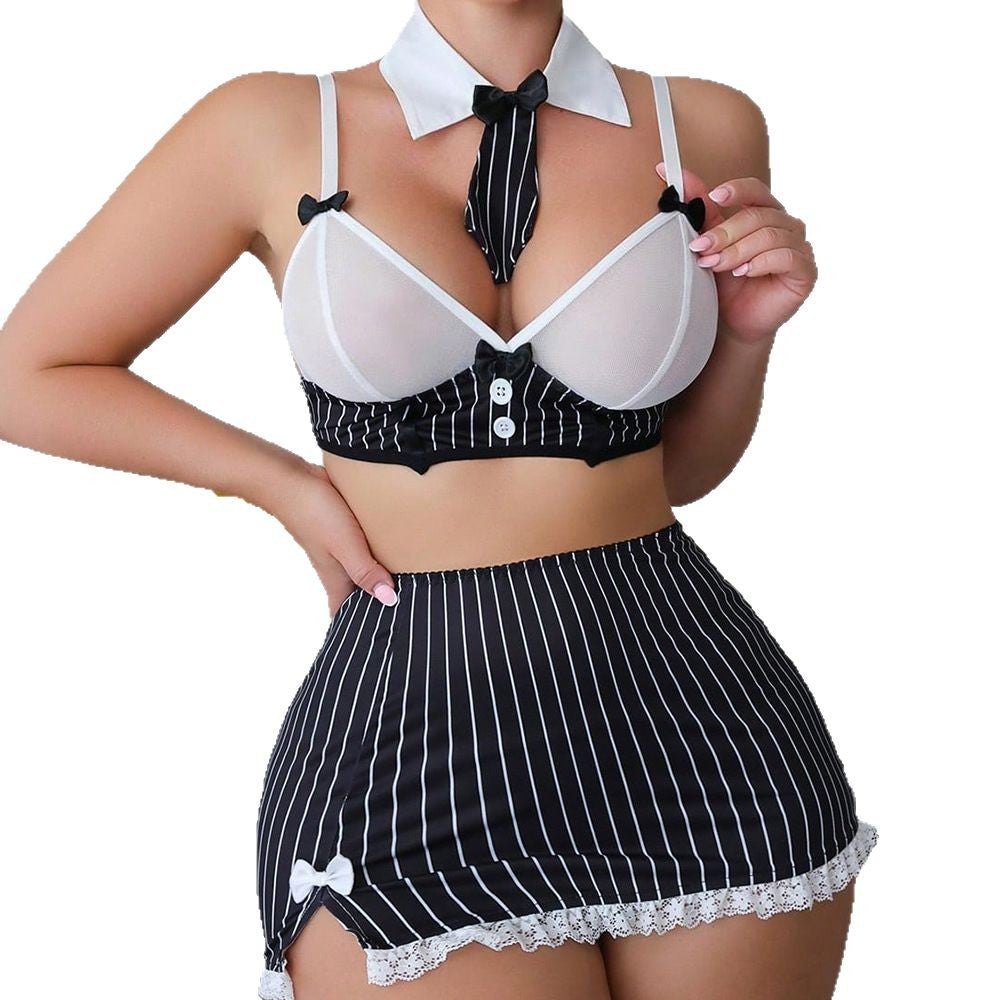 Striped bow teacher roleplay costume set, photo 5