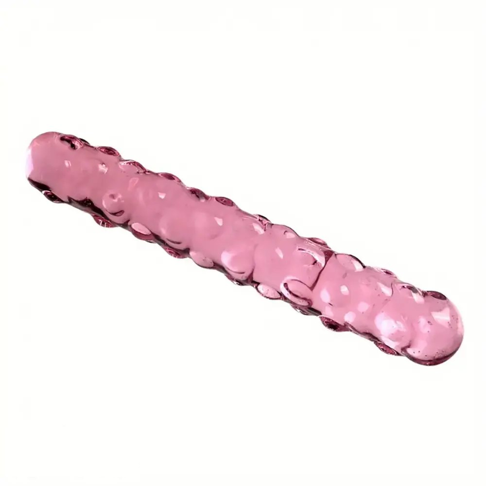 Studded texture curved glass dildo, photo 10