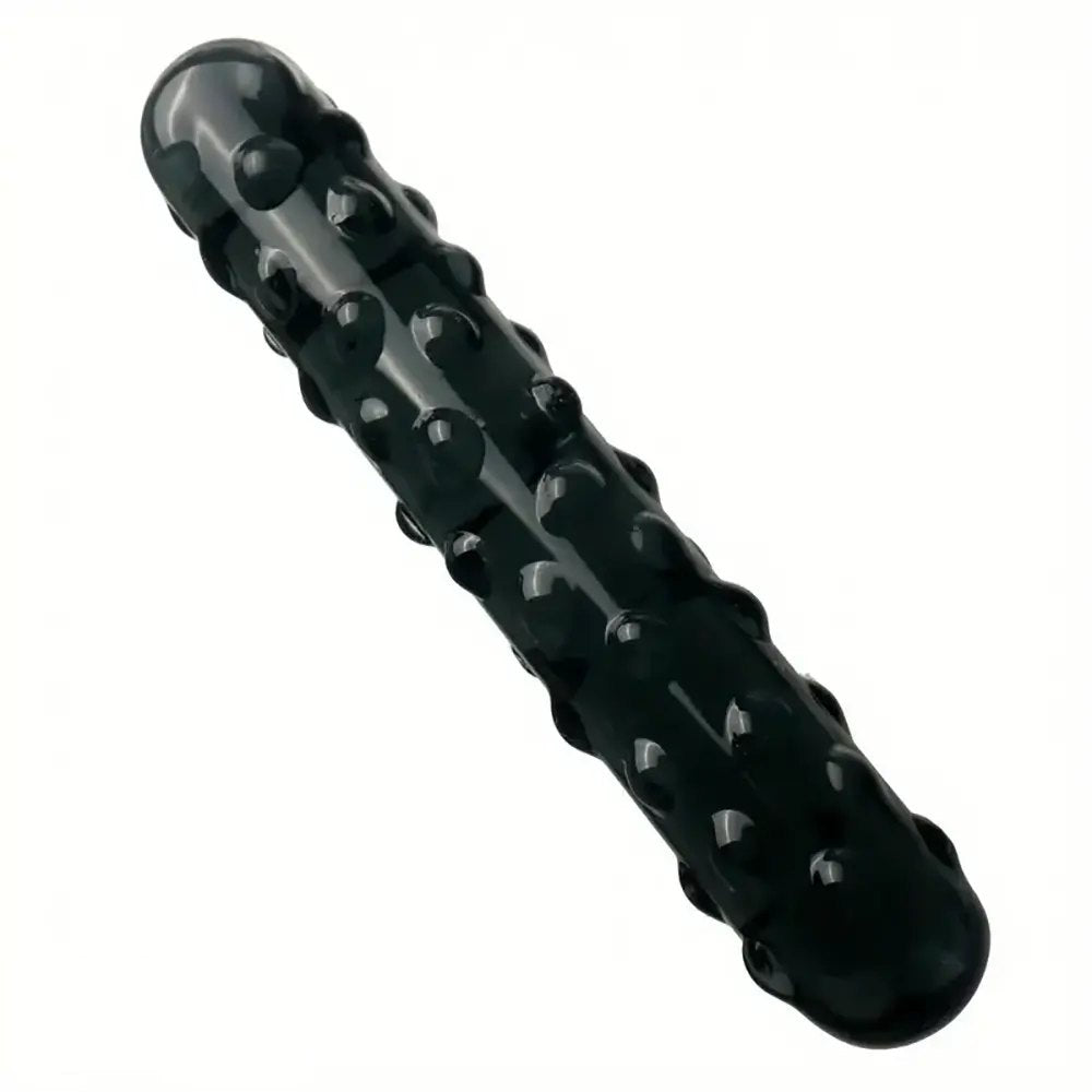 Studded texture curved glass dildo, photo 7