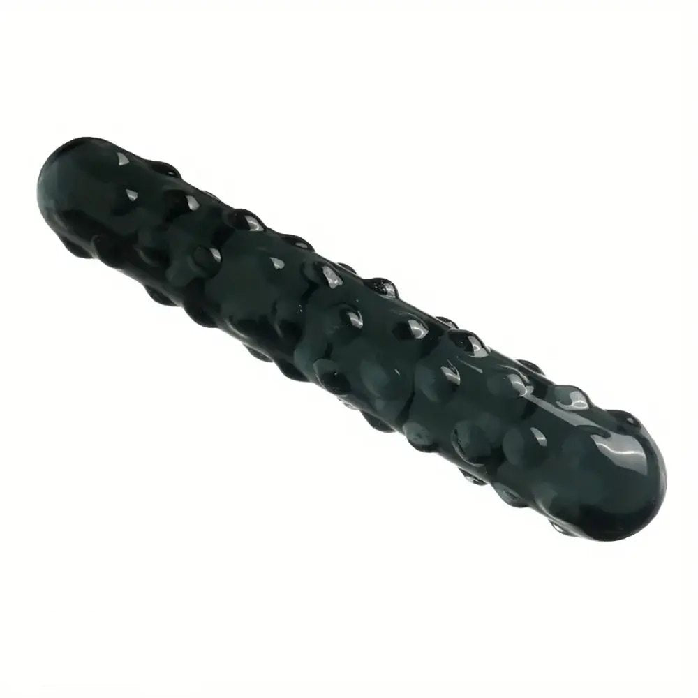 Studded texture curved glass dildo, photo 8