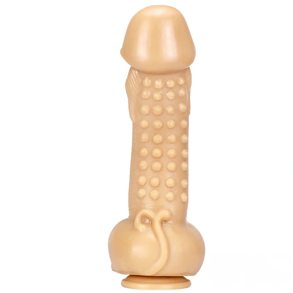 Flesh studded suction cup PVC dildo