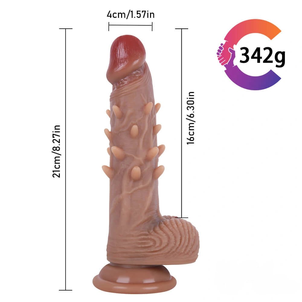 Brown studded suction cup dildo with realistic head