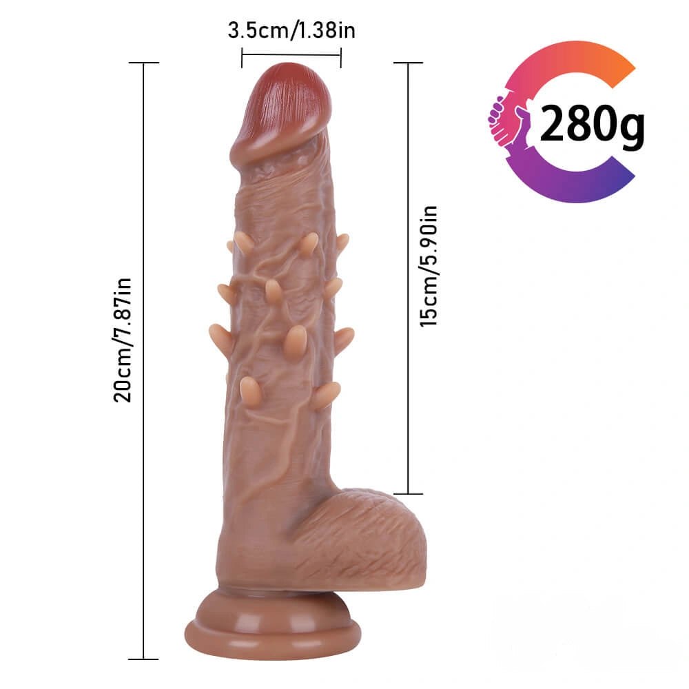 Brown studded suction cup dildo with realistic head