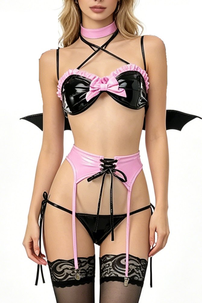 Black succubus bat wing costume set