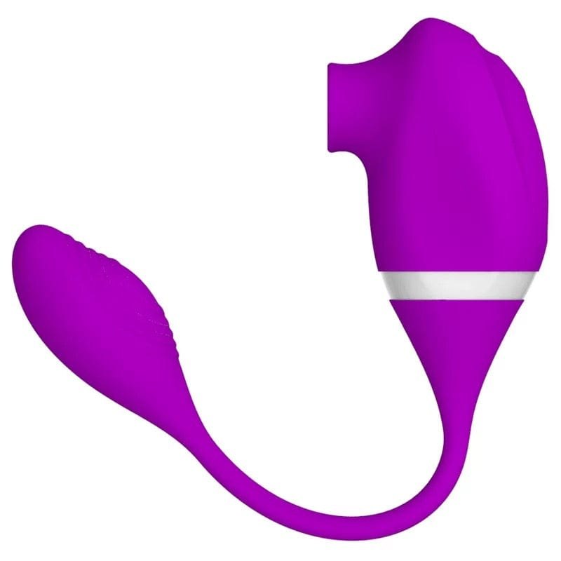 Purple sucking and vibration bullet egg vibrator with cord