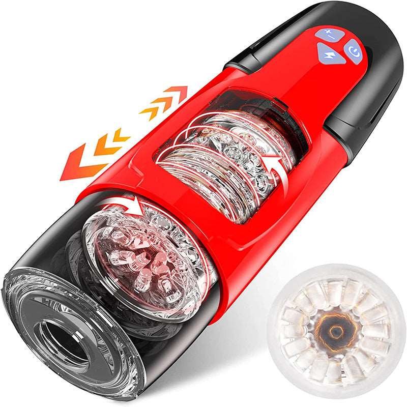 Red rotating suction-base male masturbator