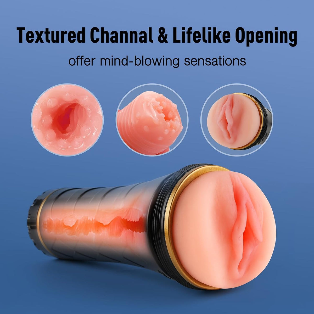 Textured pocket pussy stroker cup, photo 3