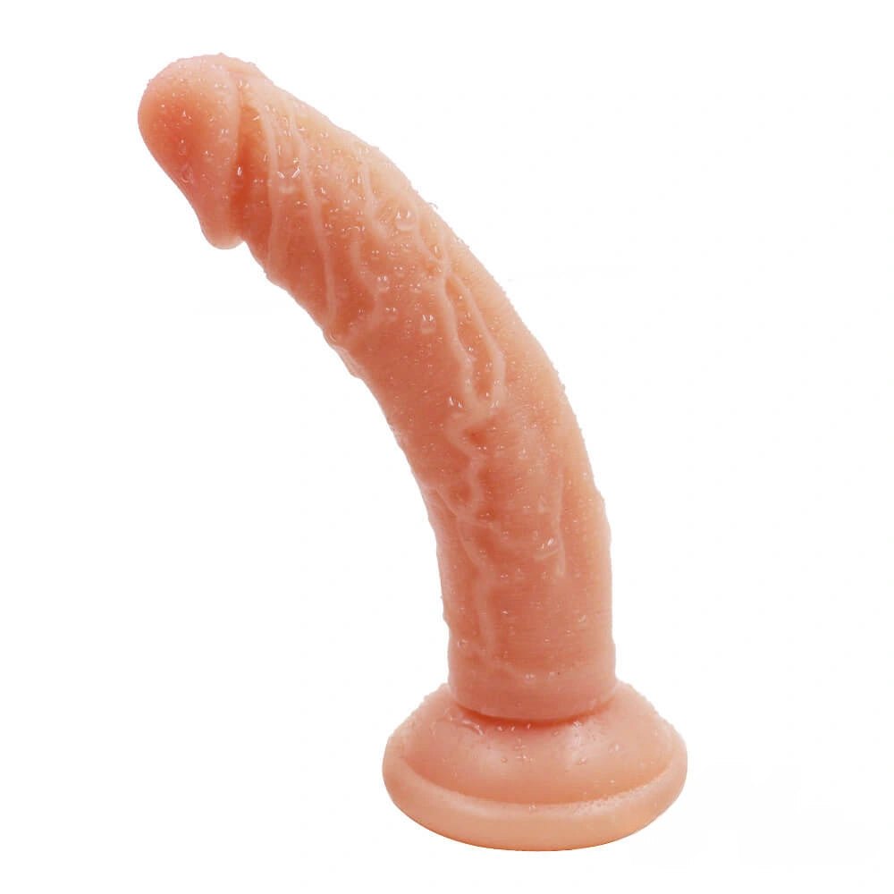 Flesh curved silicone suction cup dildo