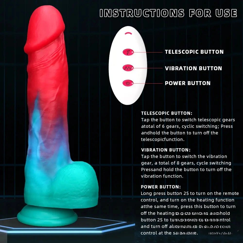 Red and teal suction cup dildo, photo 8