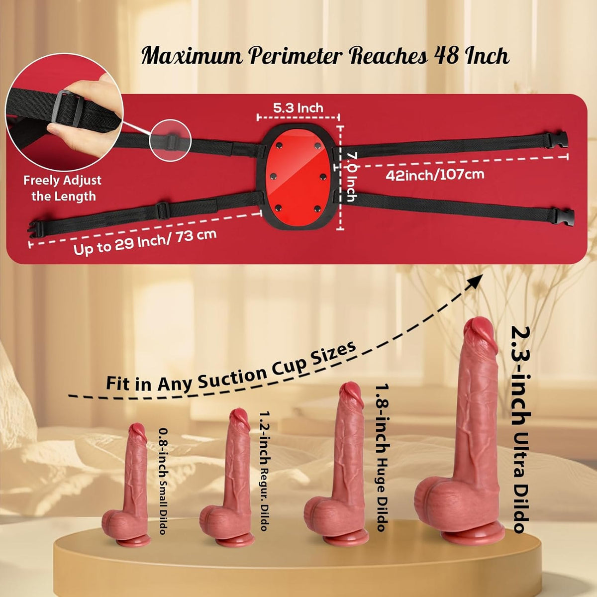 Suction cup dildo mounting harness with adjustable straps, photo 4