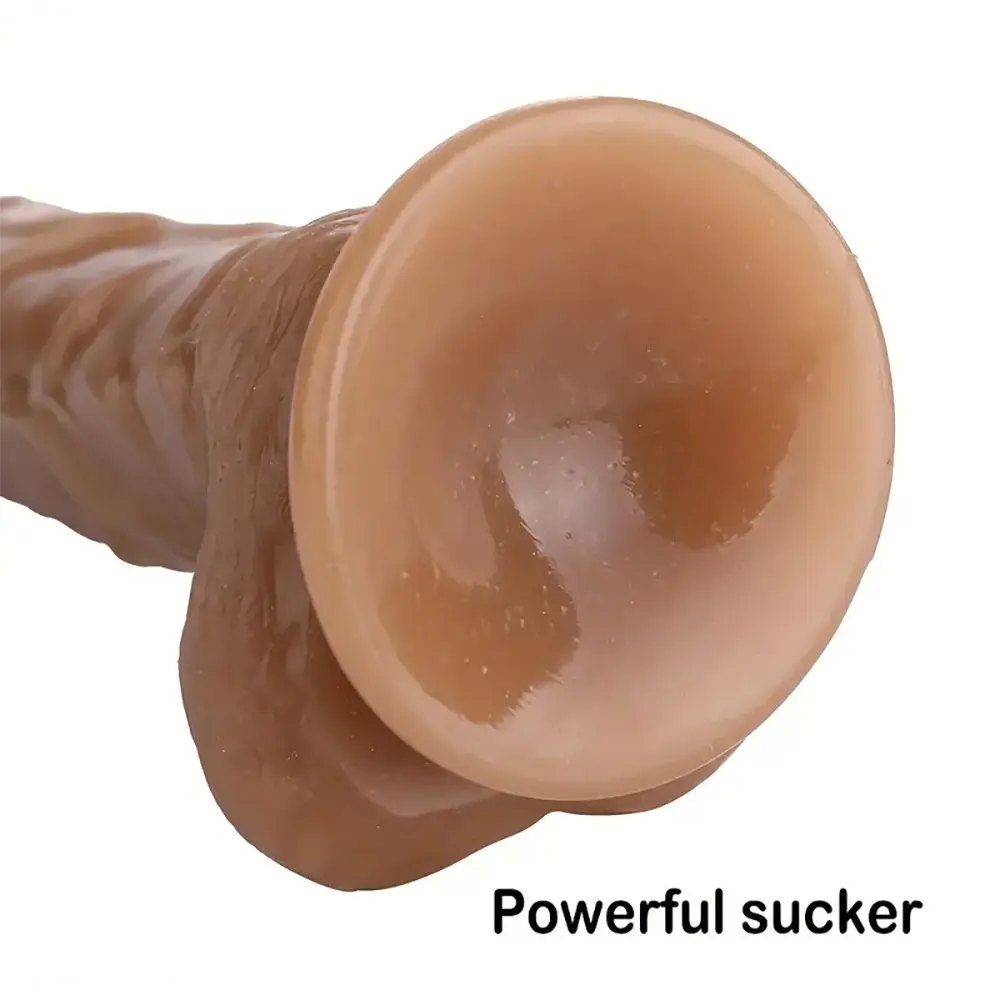 Brown realistic suction cup PVC dildo, photo 7