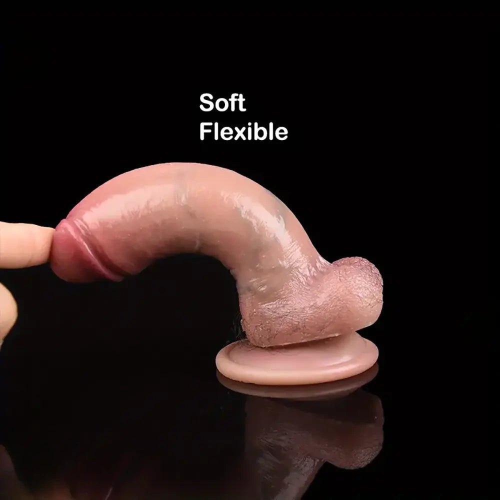 Flesh tone silicone realistic dildo with suction cup base, photo 5