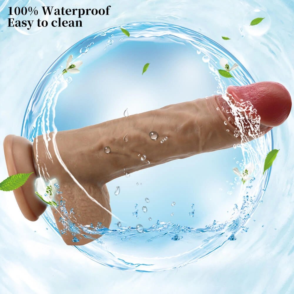 Brown realistic silicone dildo with suction cup, photo 7