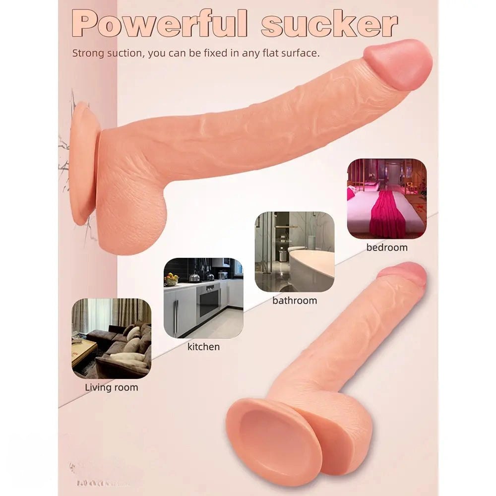 Mixed tone pvc realistic dildo with suction cup base, photo 4