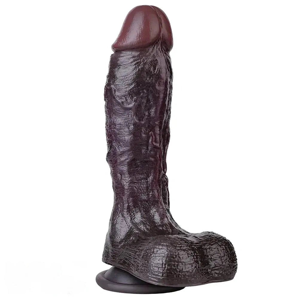 Coffee-colored silicone realistic suction cup dildo, photo 1