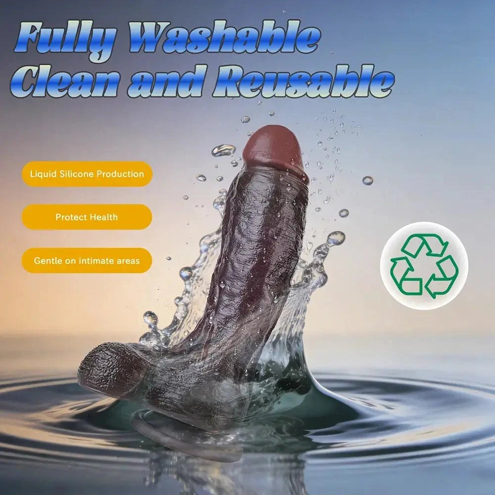 Coffee-colored silicone realistic suction cup dildo, photo 2
