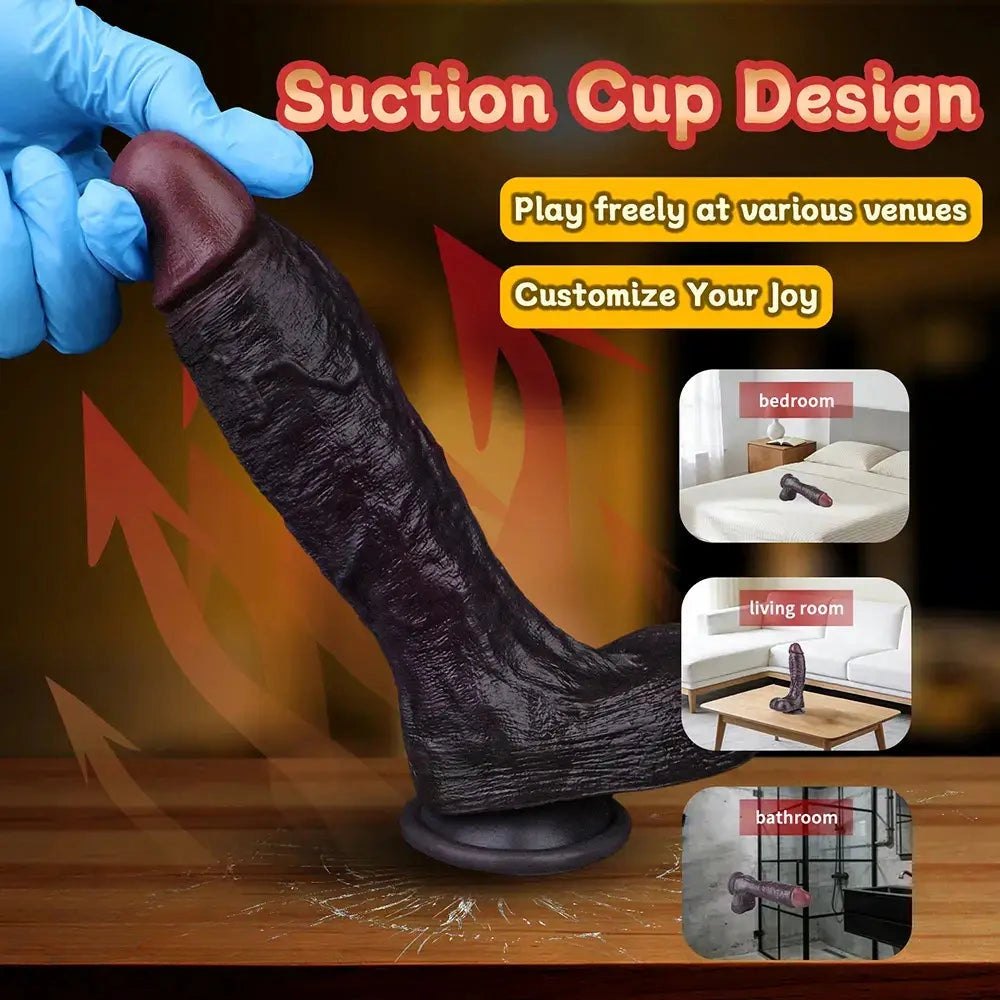 Coffee-colored silicone realistic suction cup dildo, photo 3