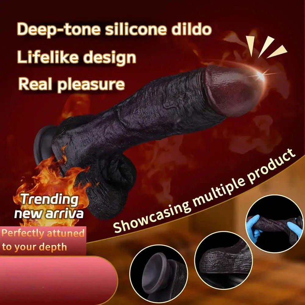 Coffee-colored silicone realistic suction cup dildo, photo 4